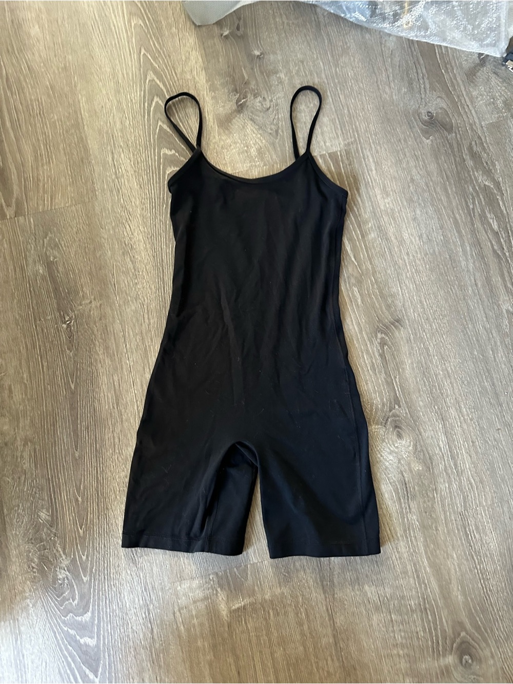 Aritzia Black Seamless Cami Bodysuit with Bike Short Length